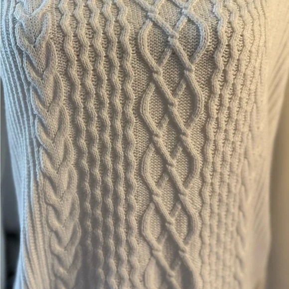 Tommy Hilfiger White Crew Neck Cable Knit Sweater - Picture 6 of 13